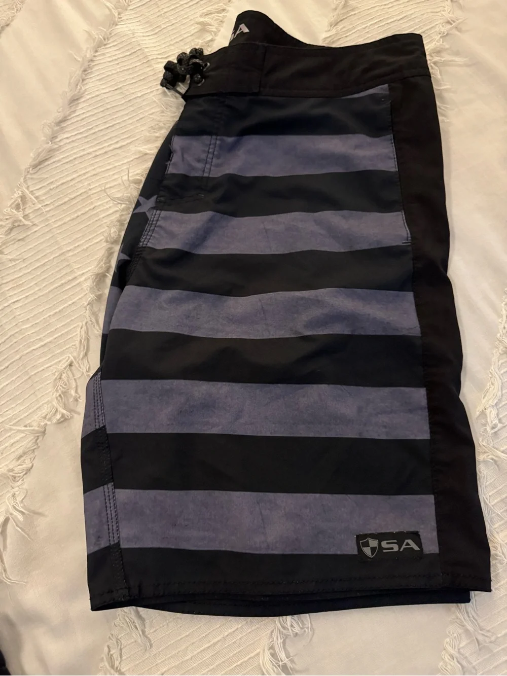 Black & Gray Star-Stripe Men’s Bathing Suit